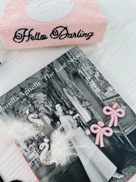 Pink & White Bow Earrings