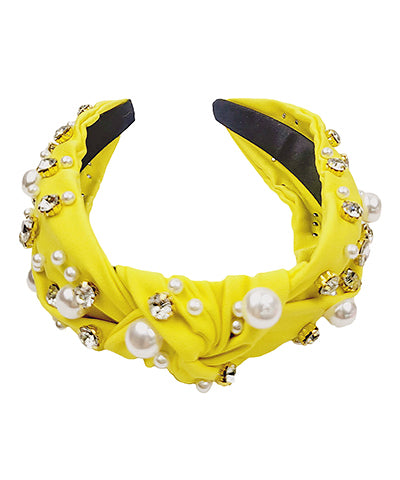 Pearl & Crystal Yellow Headband