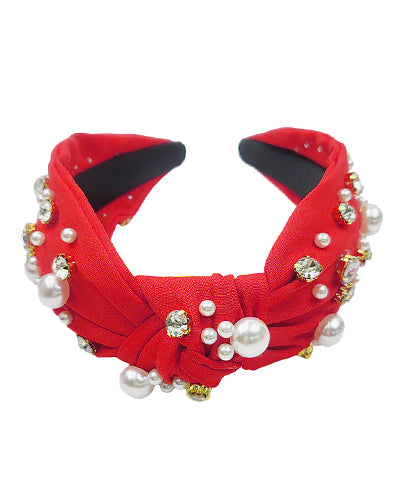 Pearl & Crystal Red Headband