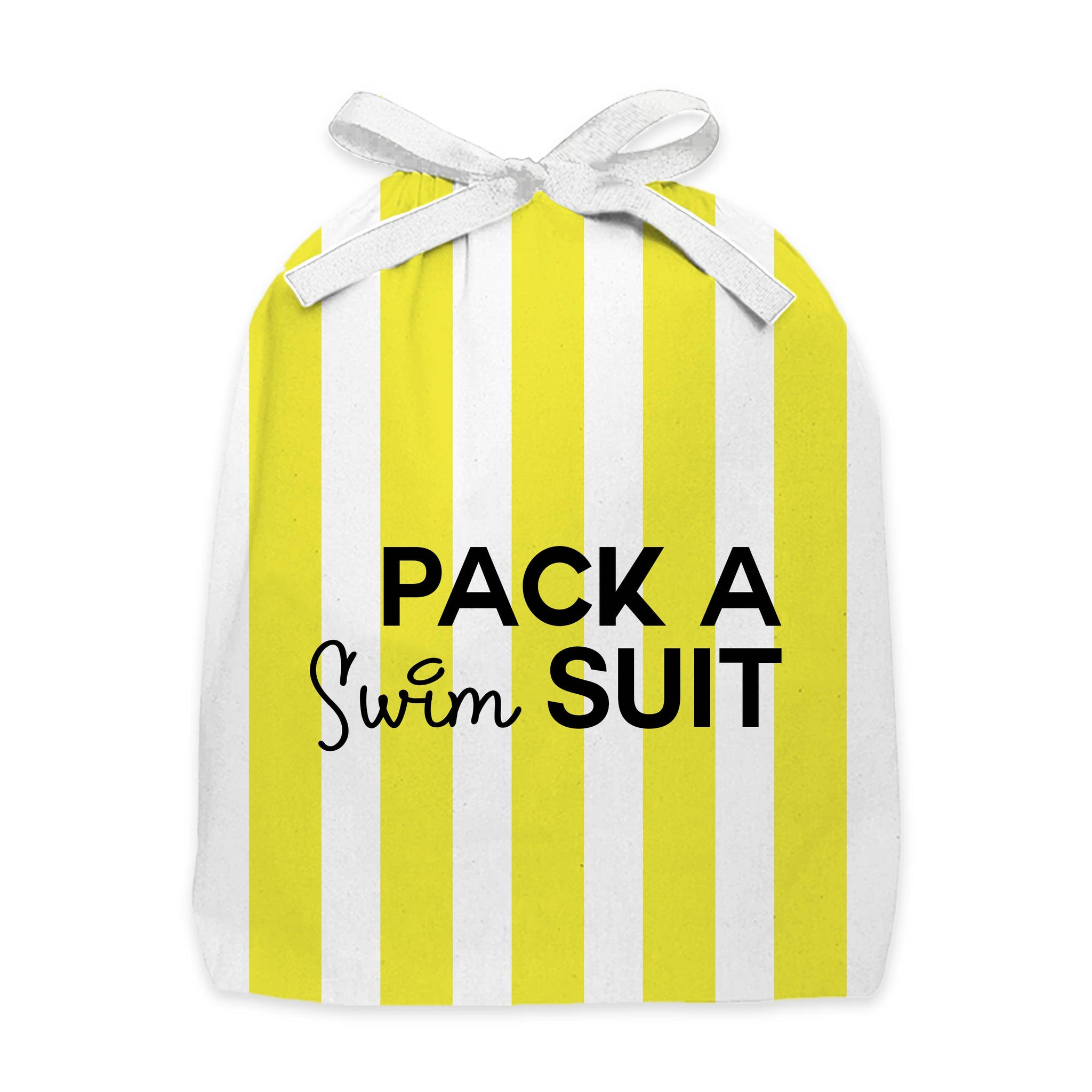bathing suit and rain jacket in travel bag Yellow Cabana Stripe Travel Bag| Swim Suit – Winter B Coterie