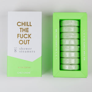 Chill the Fuck Out Boxed set of shower steamers. 
