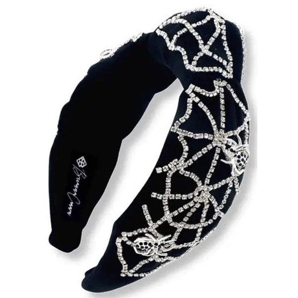 Black Velvet Crystal Spiderweb w/ Spiders Headband