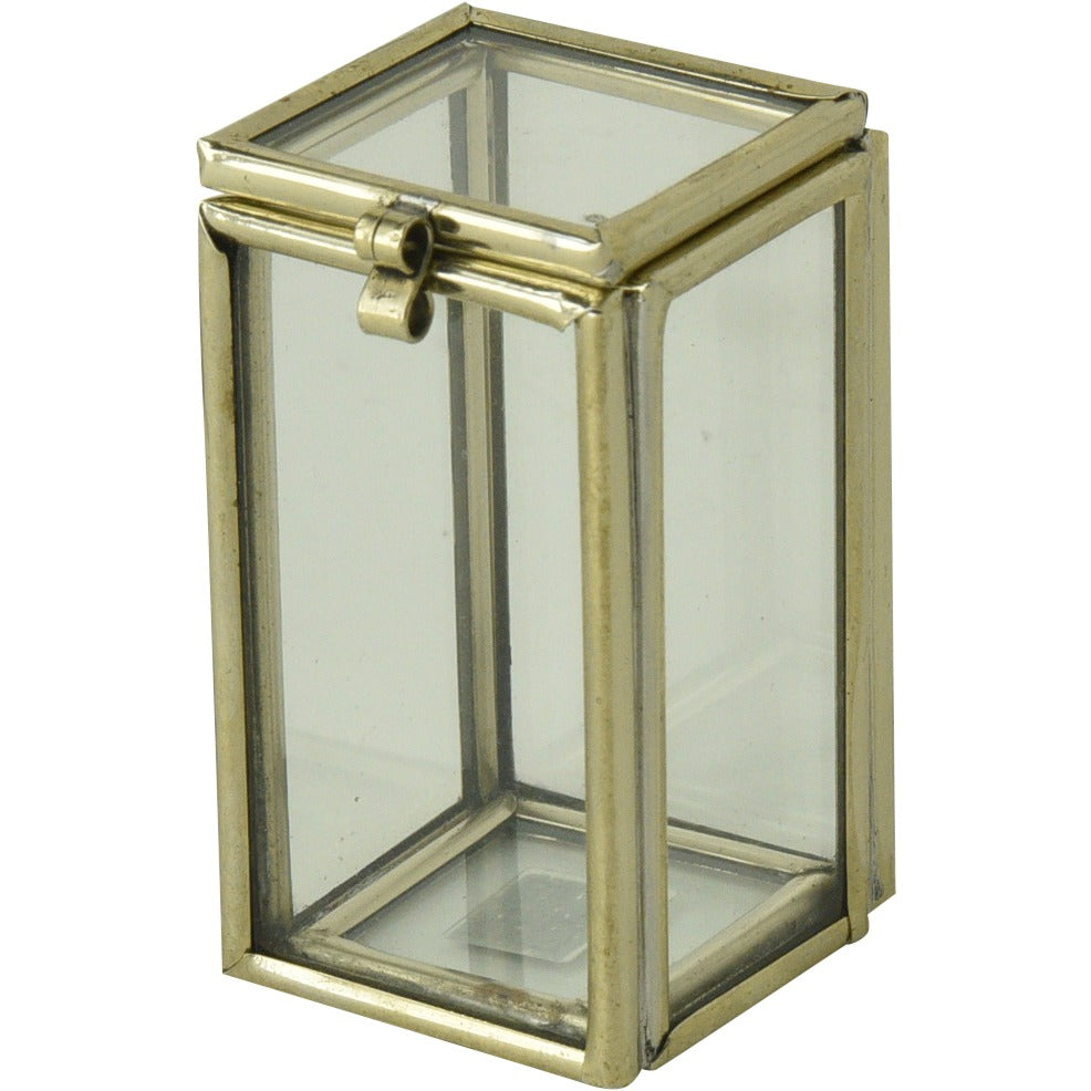 antique brass and glass wine cork safe