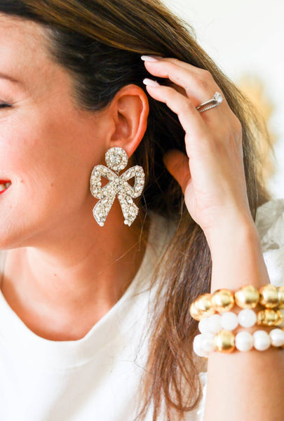 Hayley Bow Earrings | Pearls