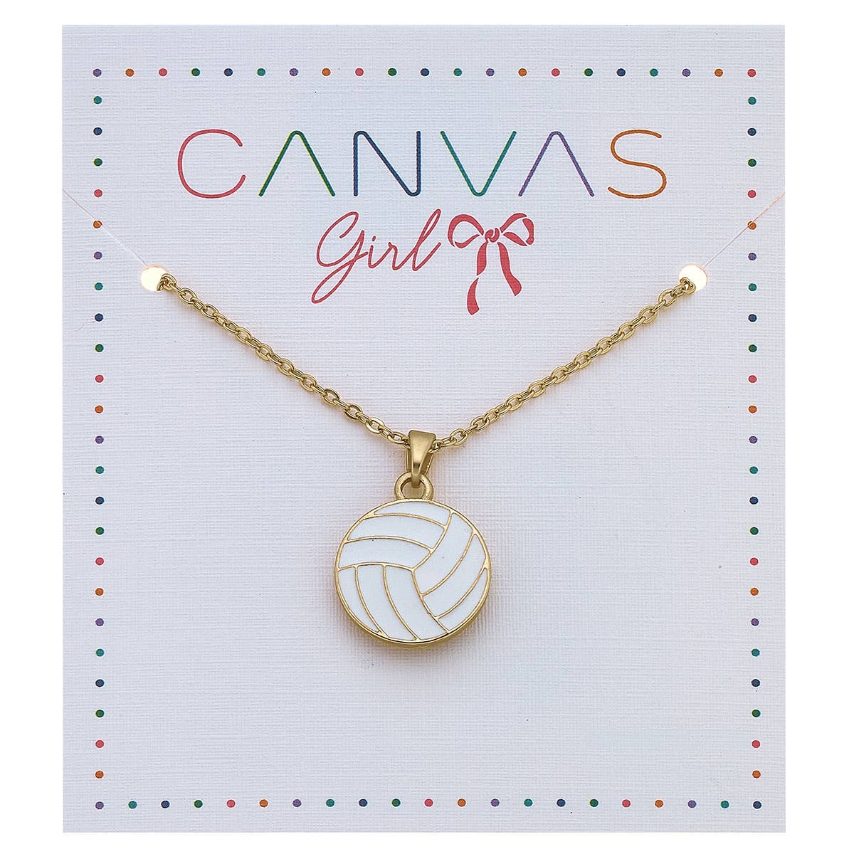 Children's Volleyball Necklace in Worn Gold