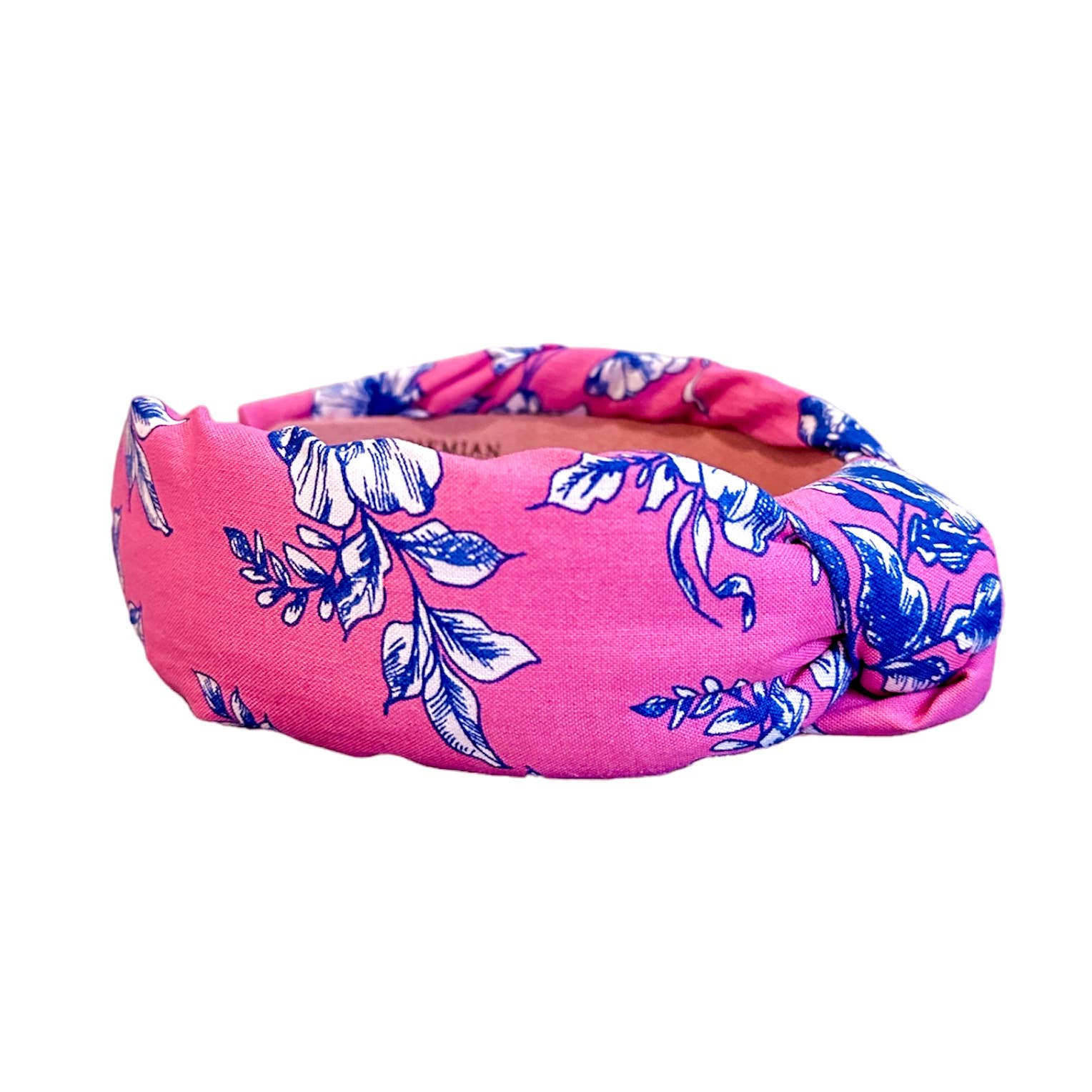 Pink and Blue Floral Knotted Headband. 