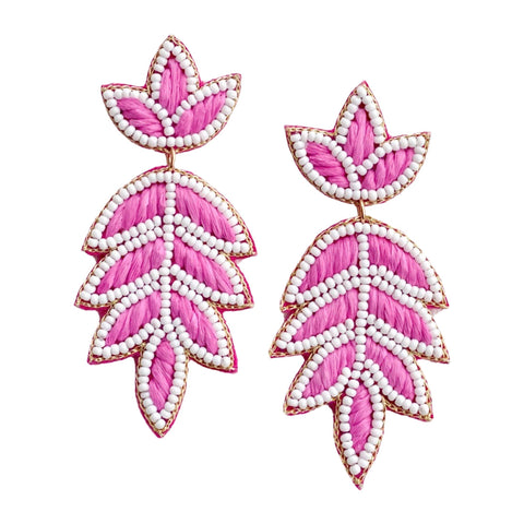 Lilly Raffia Earrings | Hot Pink