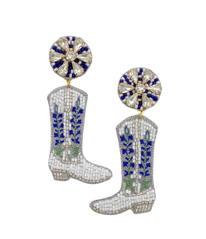 Bluebonnet Cowgirl Boots Earrings
