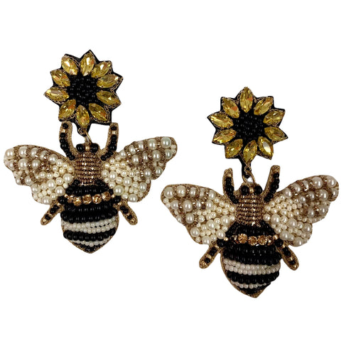 Bumble Bee Beaded Earrings