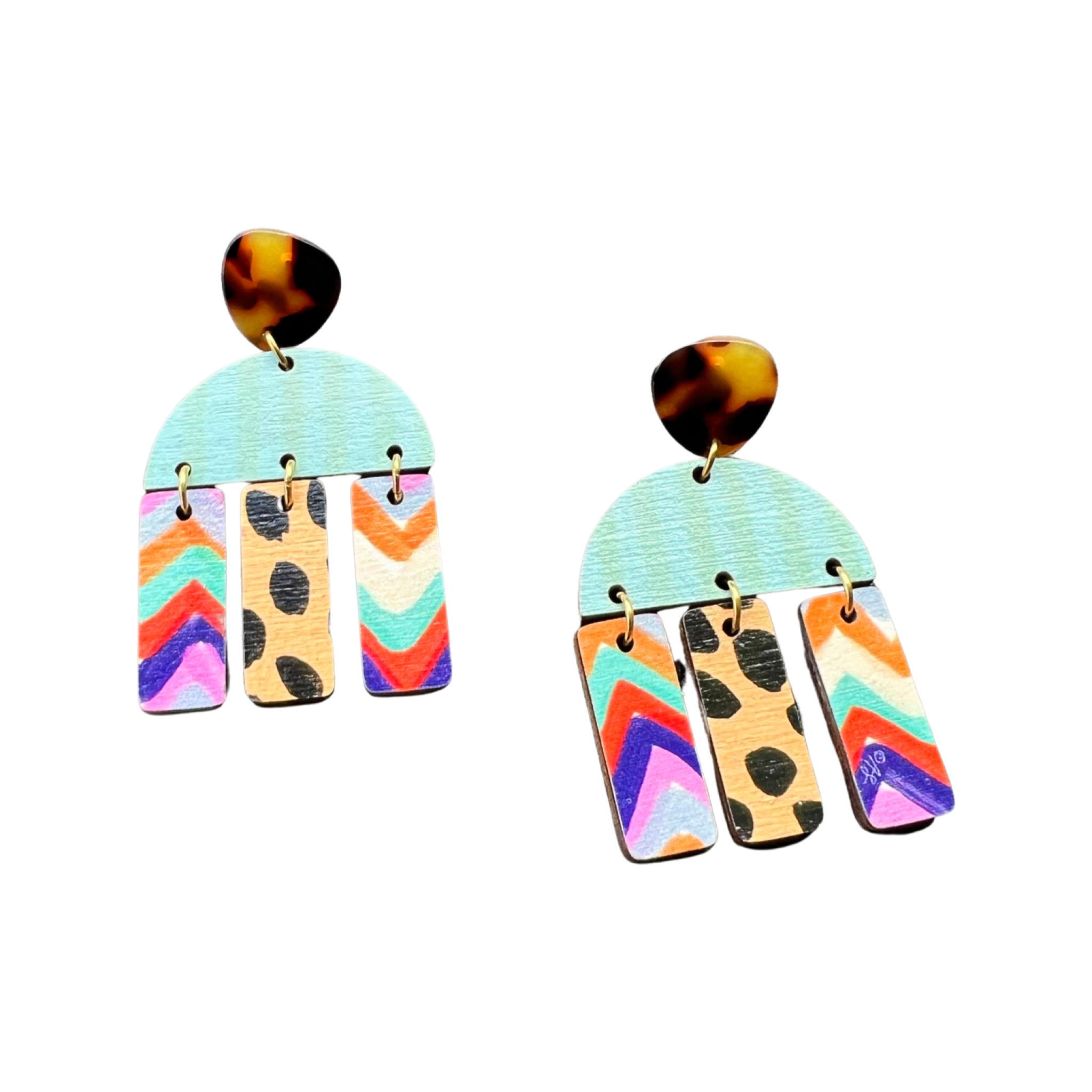 Colorful Geometric Statement Earrings
