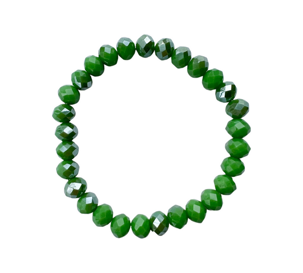 Slim Green Beaded Stretch Bracelet