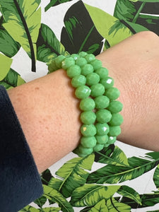 Green Beaded Stretch Bracelet