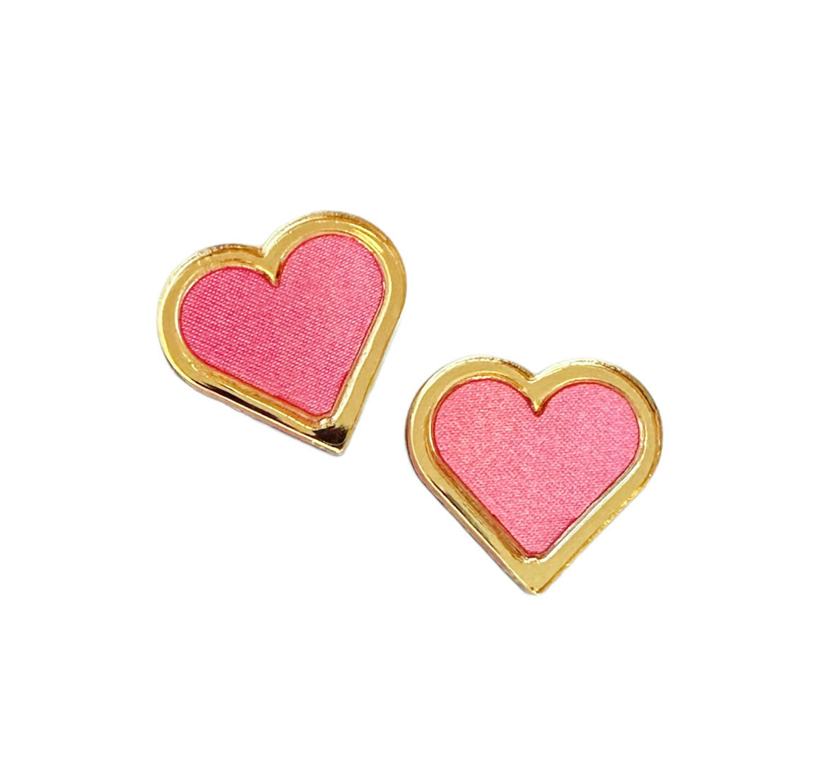Bubblegum Pink Heart Stud Earrings