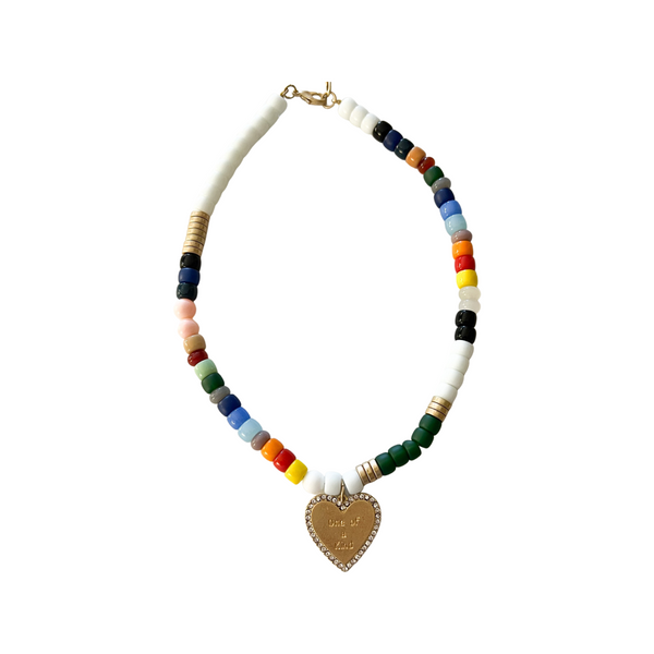 Beaded Rainbow Heart Necklace