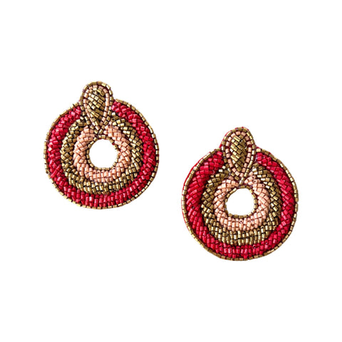 Red, Pink & Gold Beaded Circles