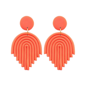 Coral Geometric Clay Earrings