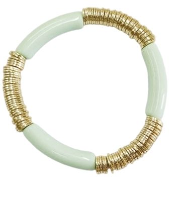 Mint Green Bamboo & Gold Bracelet