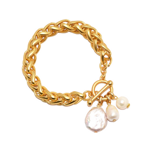 Braided Link Bracelet w/ Pearl