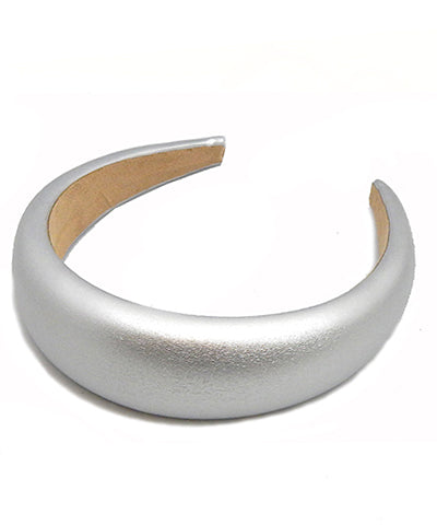 Oversized Faux Leather Silver Headband