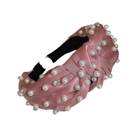 Pink Pearl & Diamond Embellished Headband