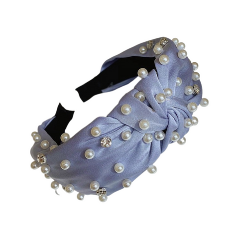 Pearl & Diamond Embellished Blue Headband