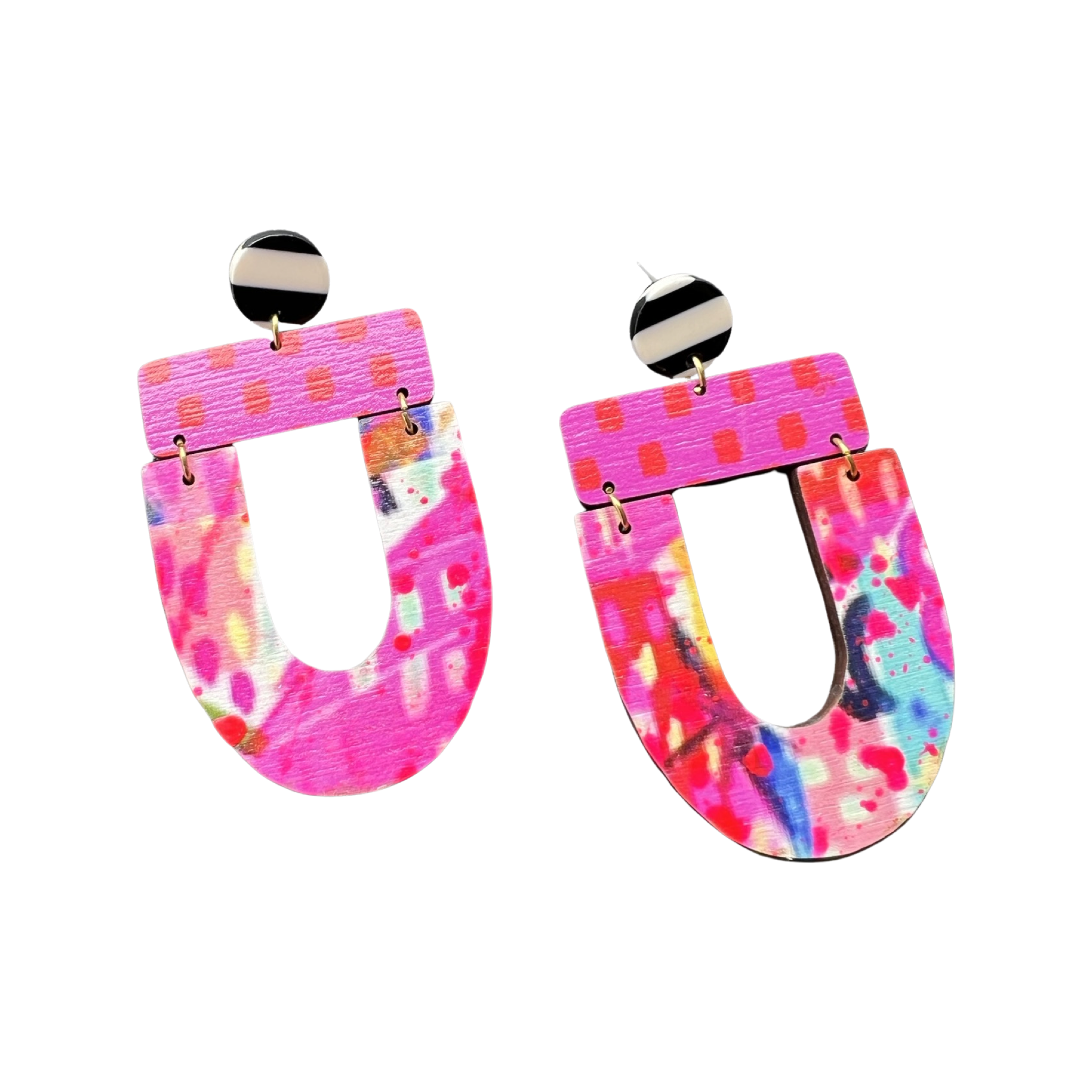 Large Colorful Geometric Statement Earrings
