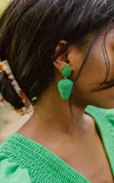 Rory - Green Silk Wrapped Earring