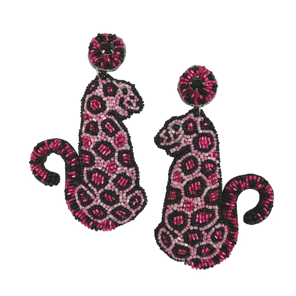 Pink Leopard Earrings